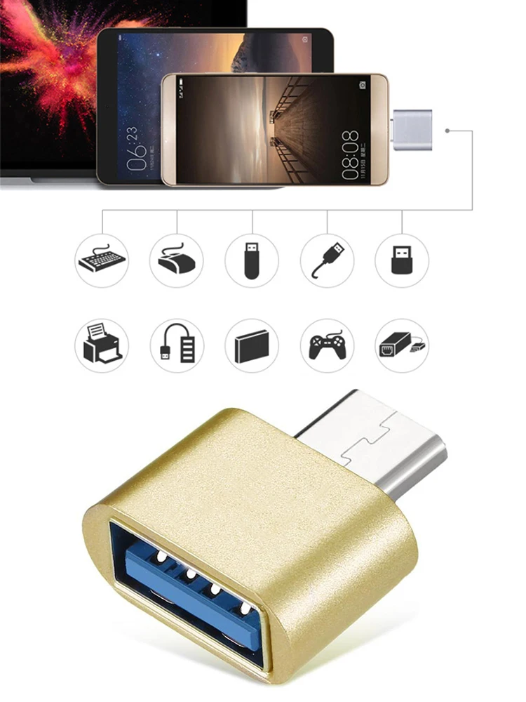 USB 2.0 To Type-C OTG Adapter Ultra-high-speed Transmission Cable Converter For Smart Phones Computers Tablets