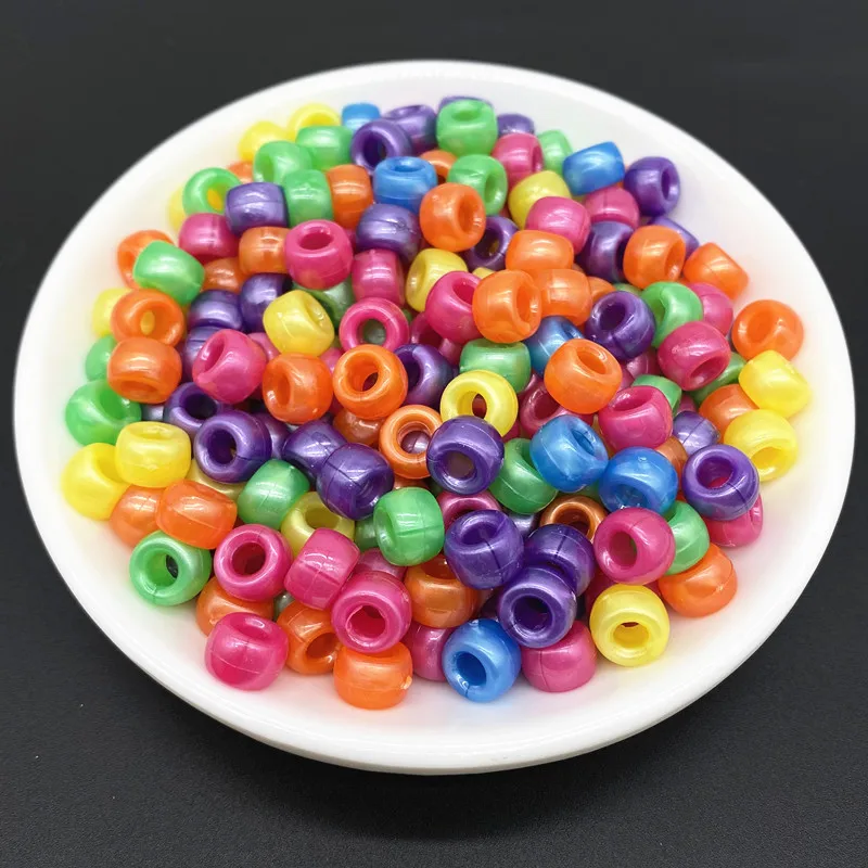 50pcs 6x9mm Big Hole Beads Bucket  Acrylic Loose Bead for Jewelry Making Bracelet Necklace DIY