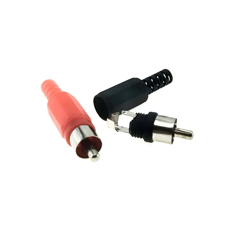 6/10 pcs RCA  AV male plug connector plastic shell stereo video audio plug channel dual connector  red and black mixed