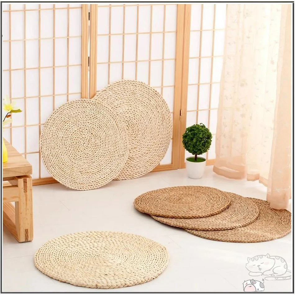 Hand woven meditation Yoga cushion thin Meditation floor floating window Cushion fragrant cattail Buddhist kneeling Futon