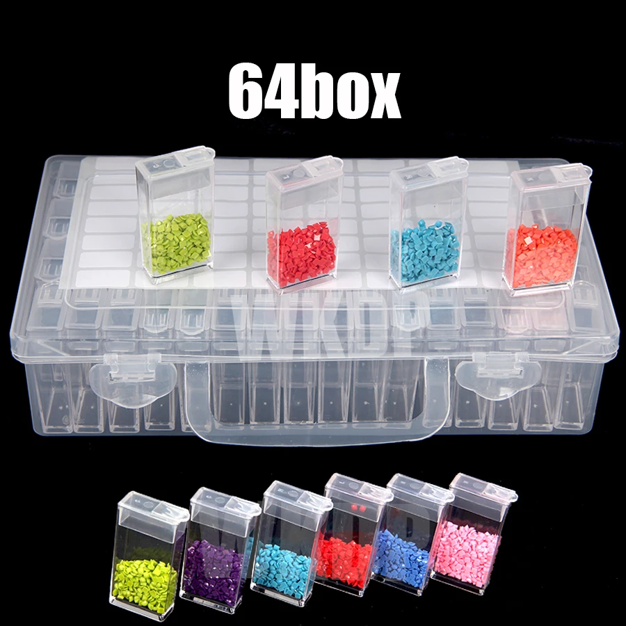 4Pack 64Grids  5D Diamond Painting Kit Embroidery Moasic Storge Box Diamonds Jewlery Sewing Nail Container Accessories Organizer