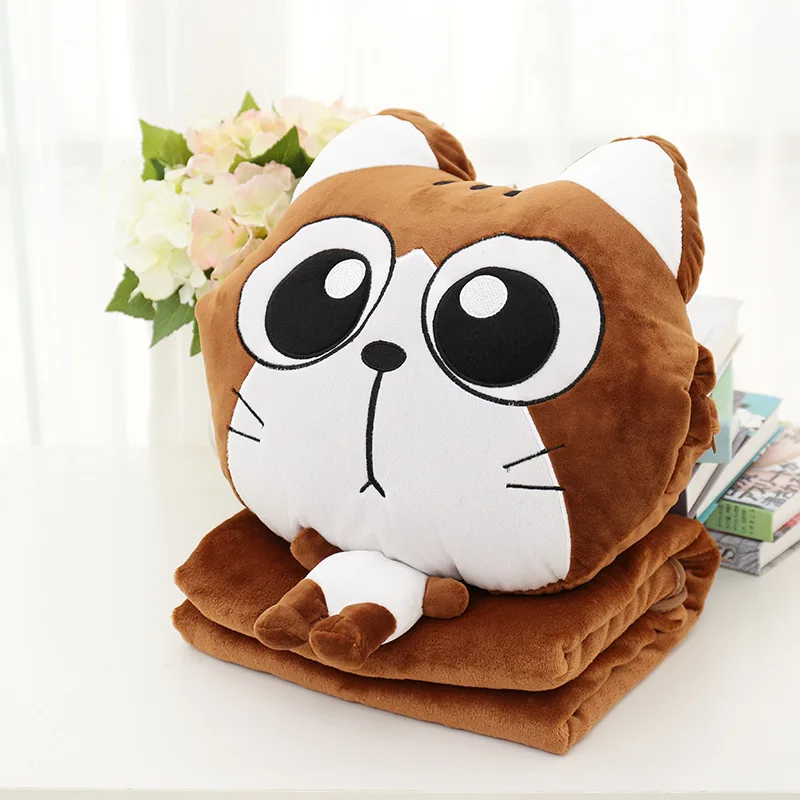 Student Plush Pillow Cartoon Silly Cat Pillow Quilt Dual-use Multifunctional Car Children's lunch Break Air Conditioning Blanket