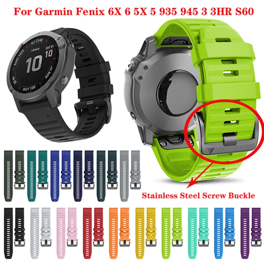 JKER 26mm 22mm QuickFit Silicone Strap For Garmin Fenix 6X 6 7X 7 5X 5 935 945 965/Garmin Fenix 8 Epix Pro Gen/Tactix Watch Band