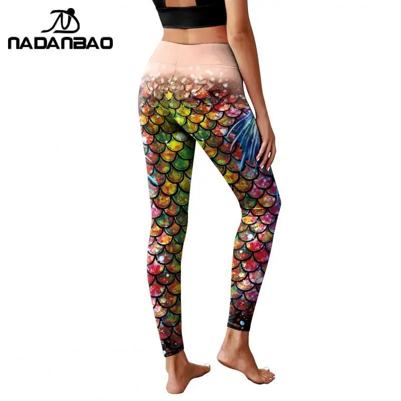 NADANBAO Mermaid Scale Leggings Women New Fashion Print Leggins Realistic fish scale Sexy Slim Elastic Fitness Workout Pants