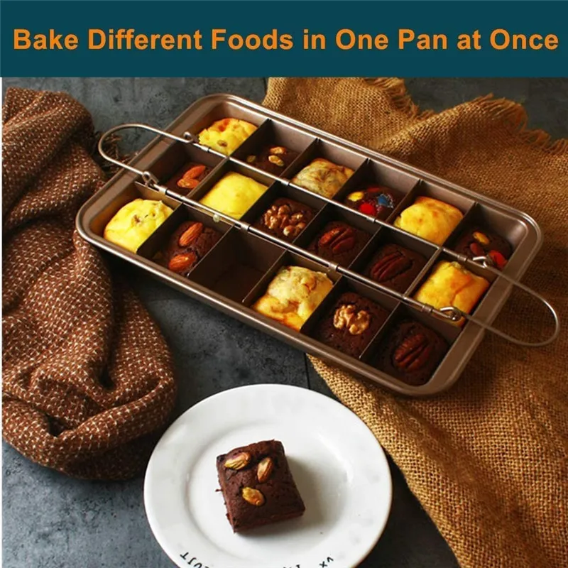 

Brownie Pan Bread Cake s Baking Dishes Non-Stick Bakeware Square Lattice Dessert Chocolate Mold Kitchen