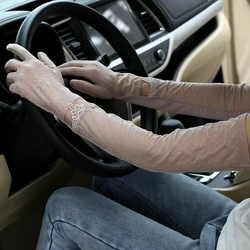 Summer women's cool long sunscreen gloves thin anti-slip touch screen driving and riding arm guard