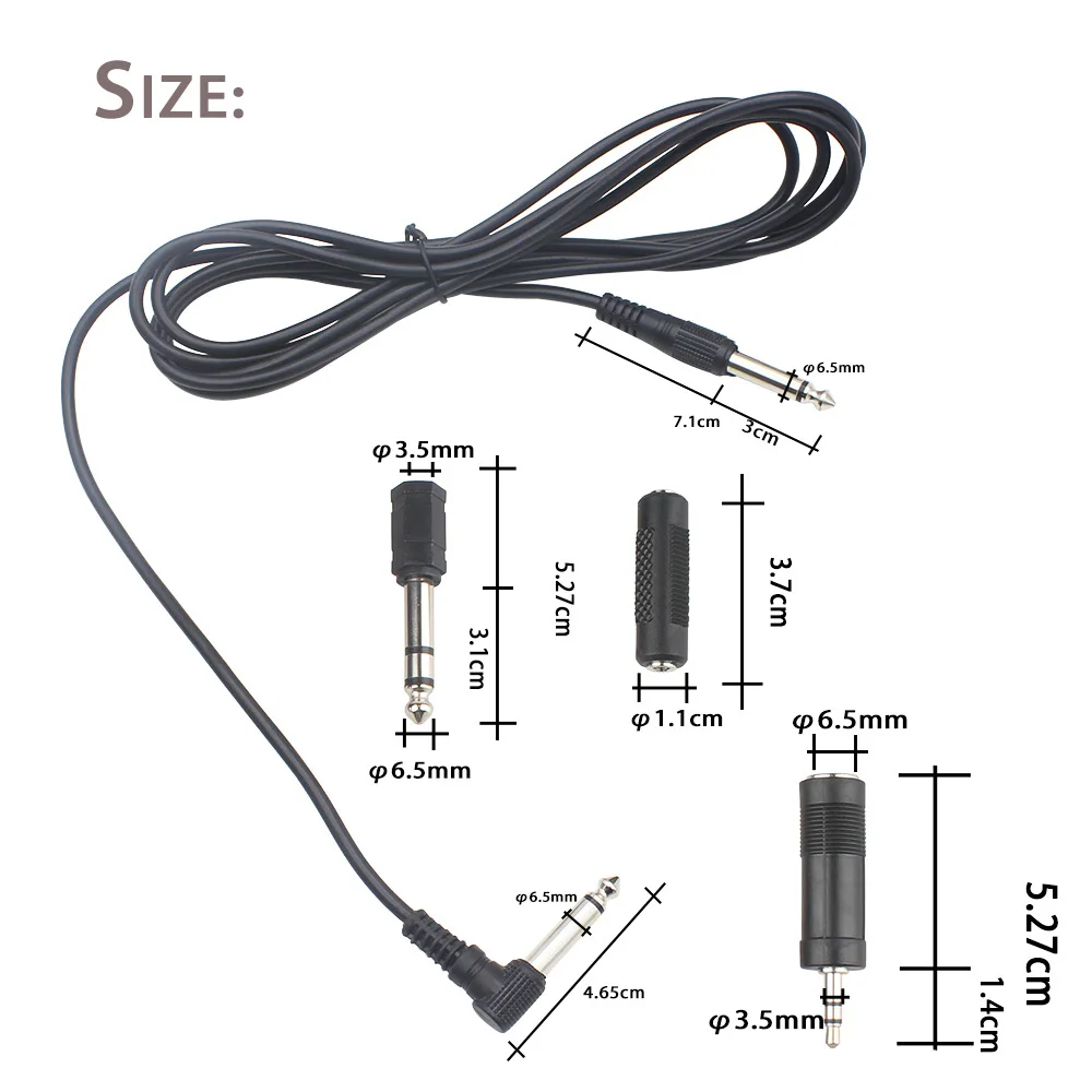 Guitar Cable 3m Connecting Cable Plugs Noise Reduction Audio Cable 6.35 3.5mm Plugs for Electric Guitar Bass