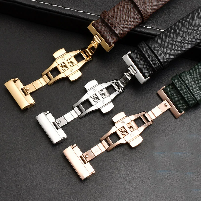 Fashion Lizard Texture Leather Watchband Pin Buckle Watch Strap for AR1674 AR0382 AR1722 Women and Man 18mm 20mm 22mmBlackGreen