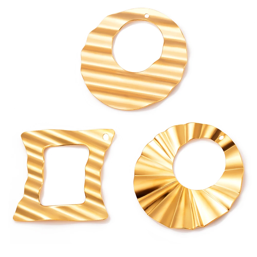 10 Stück/Set, Edelstahl, goldfarbene Ohrring-Beschläge, geprägte Blumen-Verbindungsstücke, zum Selbermachen, für Hängeohrringe, goldfarbene Ohrringe. – Detail 2
