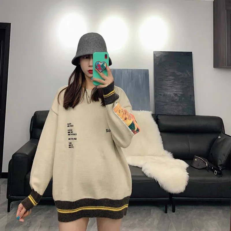 Crewneck Trui Mannen Mode Gengar Merk Van Gogh Human Cargo Kleding Harajuku Hip Hop Vintage Gebreide Trui Y2K Truien