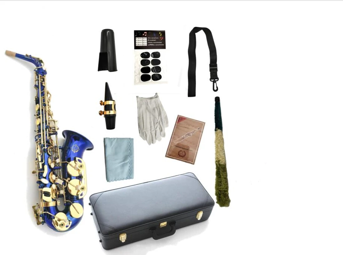 New Arrival SUZUKI Alto Saxophone Eb Tune Blue Body Nickel-Plated Professional Musical Instrument With Case Free Shipping