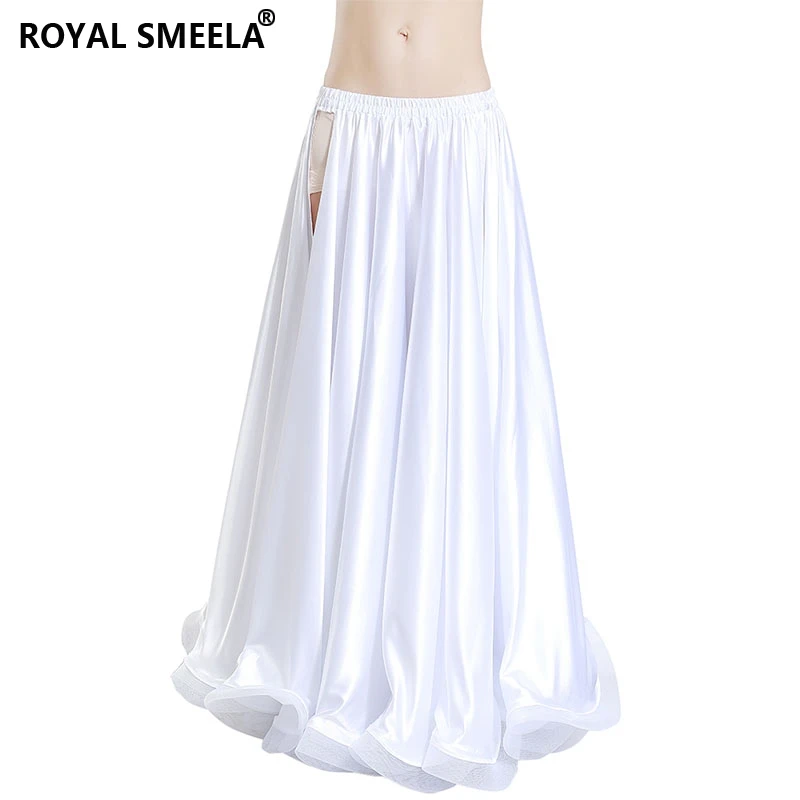 360 degree satin skirt belly dancing skirts Women belly dance skirt performance belly dance costumes white belly dance dress