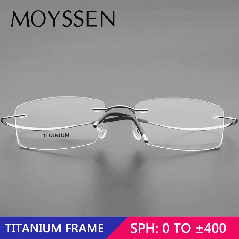 

Men Brand Deisgner Titanium Rectangle Rimless Myopia Glasses Women Flexible Frameless Square Optical Prescription Eyeglasses