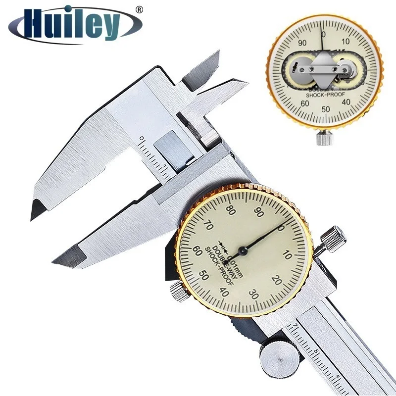 Double Way Shock Proof Metal Dial Calipers 0.01 High Resolution Stainless Steel Vernier Caliper Depth Diameter Measuring Tools