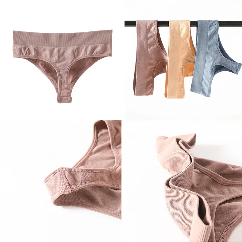 Seamless Panties Sexy Women Underwear G-string Thong High Waist Solid Color Pantys Lingerie Sexy Female Underpants Intimates