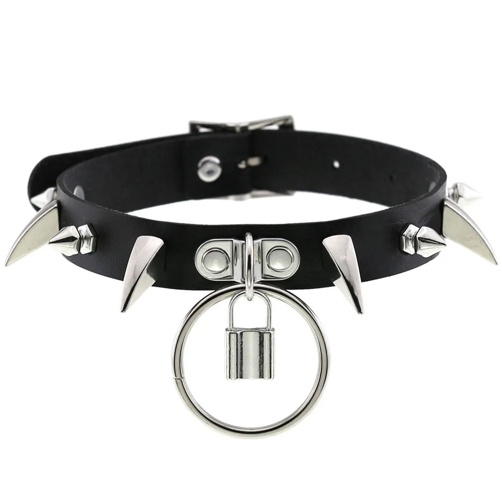 Black Spiked Choker Collar For Women Emo Punk Goth  Lock Necklace 2026 Neck Strap Cosplay Chocker Gothic Accessories