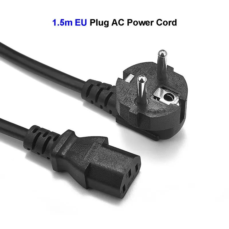 EU Power Cord 1.5m 1.8m 6ft Euro Plug Schuko to IEC C13 Power Supply Cable For PC Computer Monitor Epson HP Printer TV