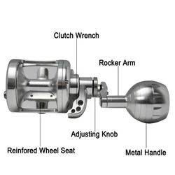 6.3/4.9:1 Slow Pitch Jigging Reel Aluminum CNC Machined High Retrieve Max Drag 35KG 9BB+2RB Grouper Sea Fishing Jigs Reel