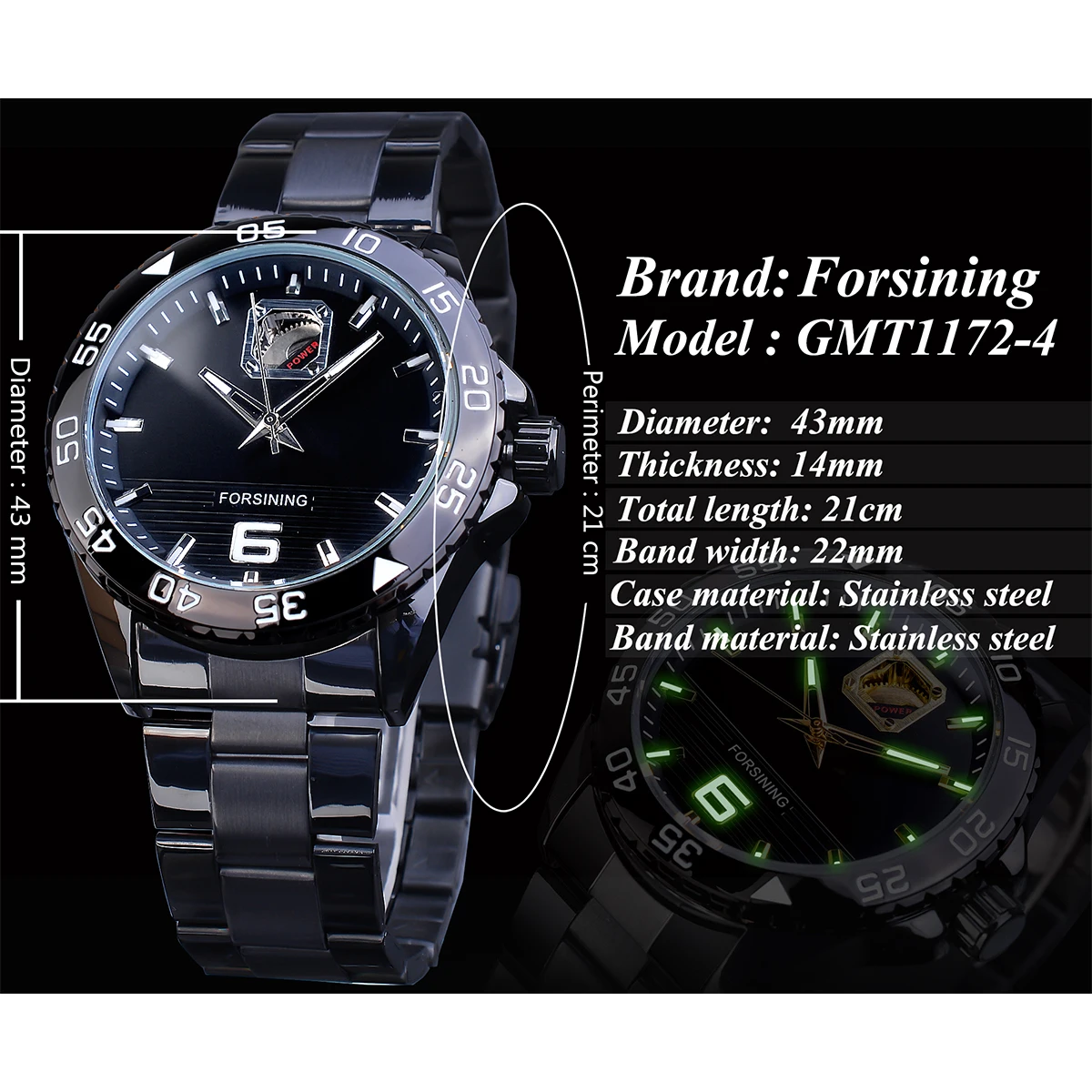 Forsining Half Skeleton Black Stainless Steel Men Automatic Mechanical Wrist Watch Transparent Male Clock Relogio Timepiece Hour