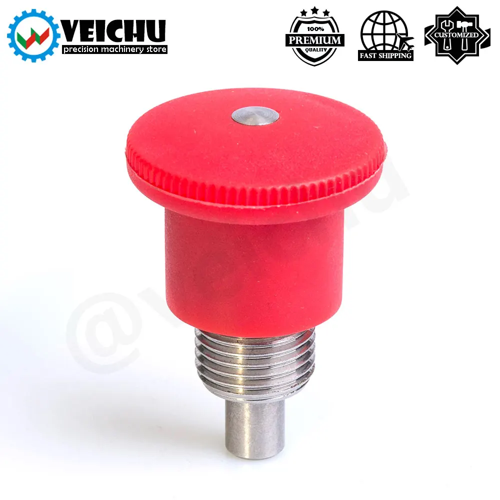 VCN218 Red Knob Locking Screw Spring Dowel Stainless Steel Mini Index Plungers Non Lock-Out Rest Position Type