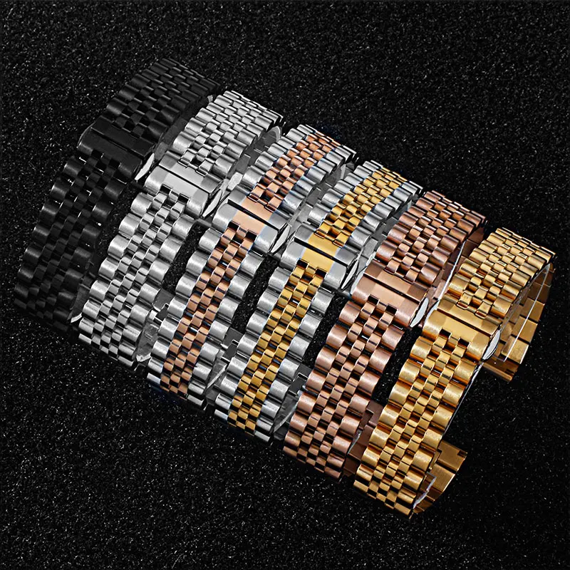 Stainless steel strap 20mm 22mm five bead solid metal watchband Universal 22mm for huawei watch gt 42/44mm UTHAI