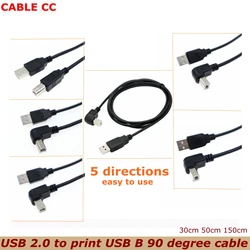 0.3-1.5m USB 2.0 A male to USB B male B type BM up and down left and right corner printer scanner 90 degree cable BM angle cable