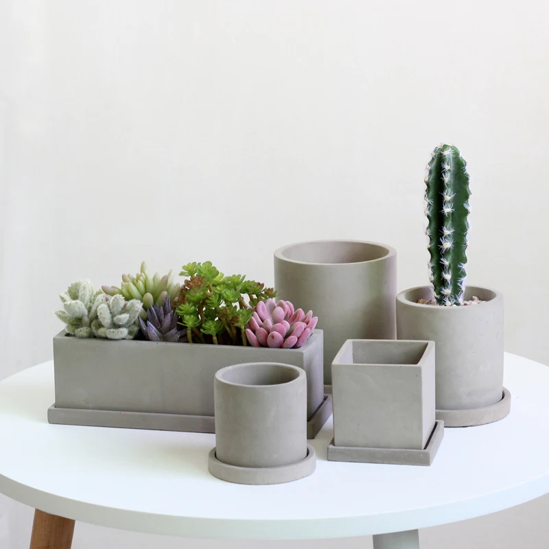 DIY Succulent Plants Round Concrete Pot Silicone Mold Square Cement Planter Molds Big Rectangle Flowerpot Plaster Resin Mould