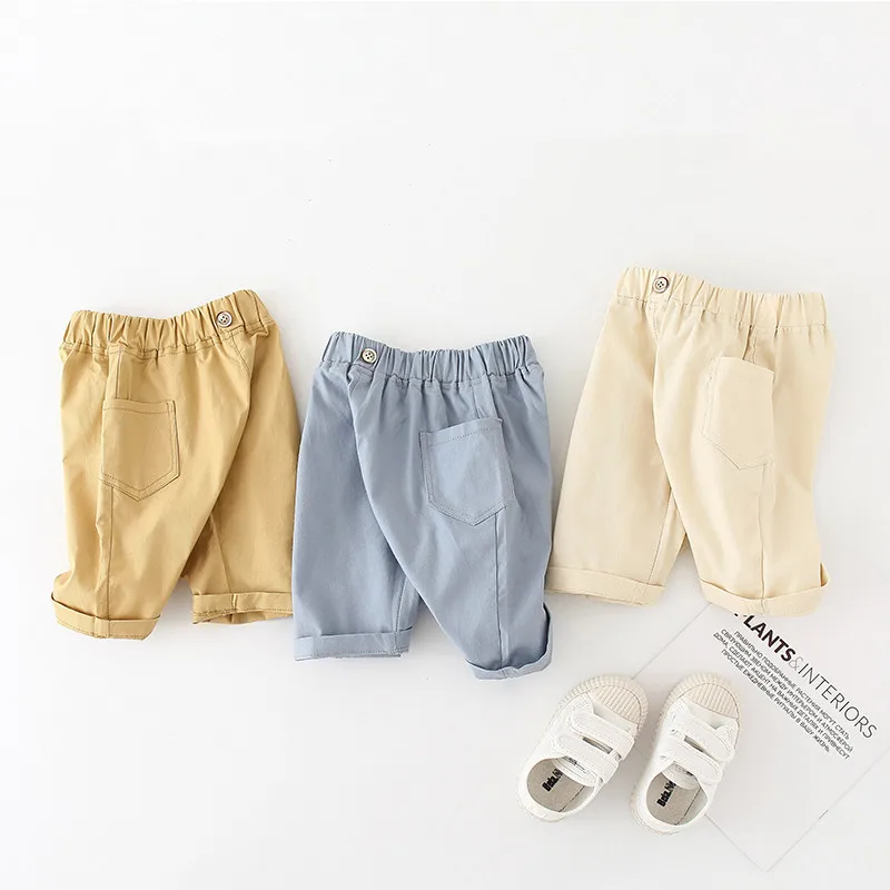 2025 Summer 3 4 5 6 8 10 12 Years Eurpean Preppy School Style Cotton Sports Solid Color Handsome Kids Baby Boy Pirate Shorts