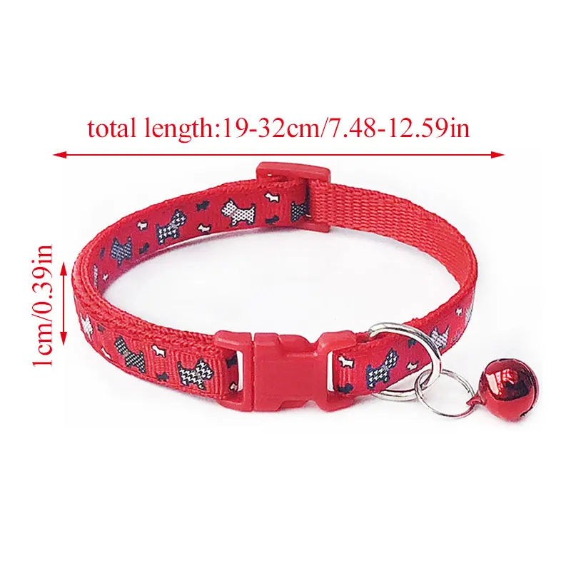 Moda bonito bell pet collar teddy pomeranian cão dos desenhos animados imprimir colar ajustável pendurado sino gato colar acessórios