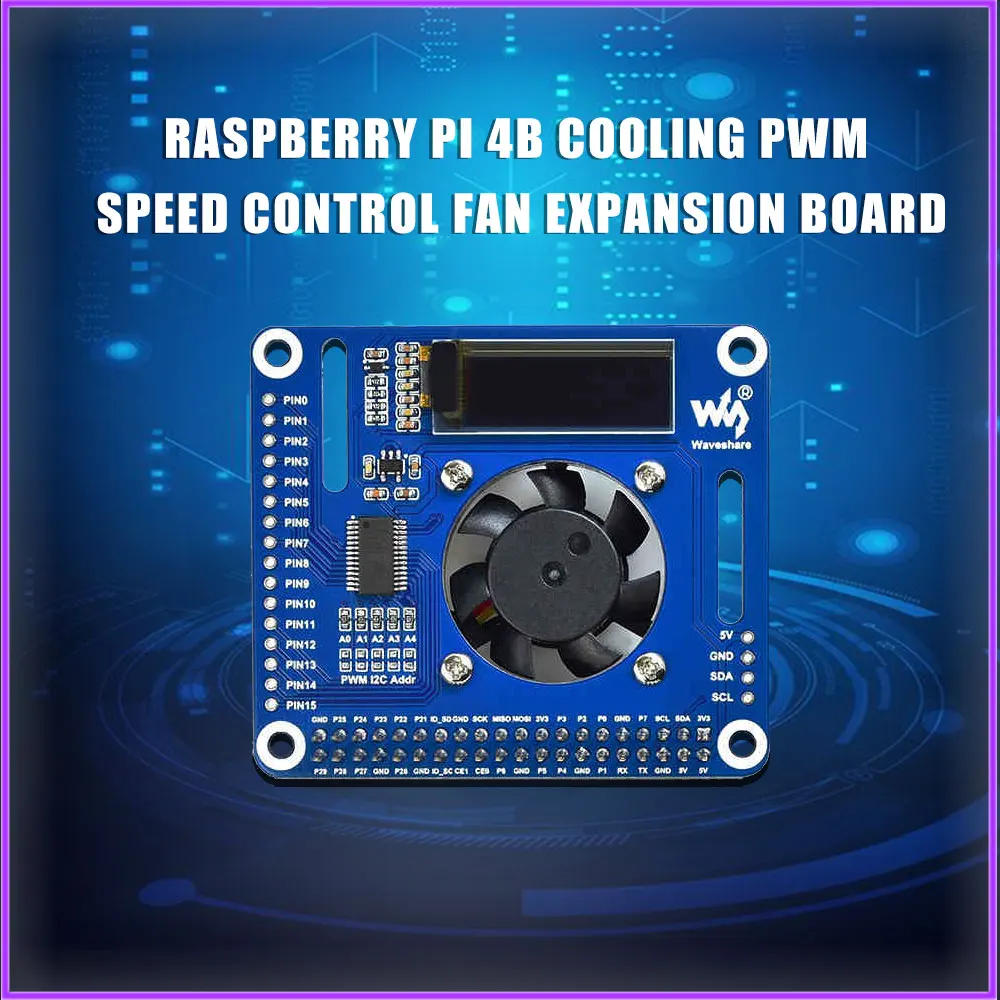 

Raspberry Pi 4B PWM intelligent temperature adjustment PCA9685 controller cooling fan expansion board