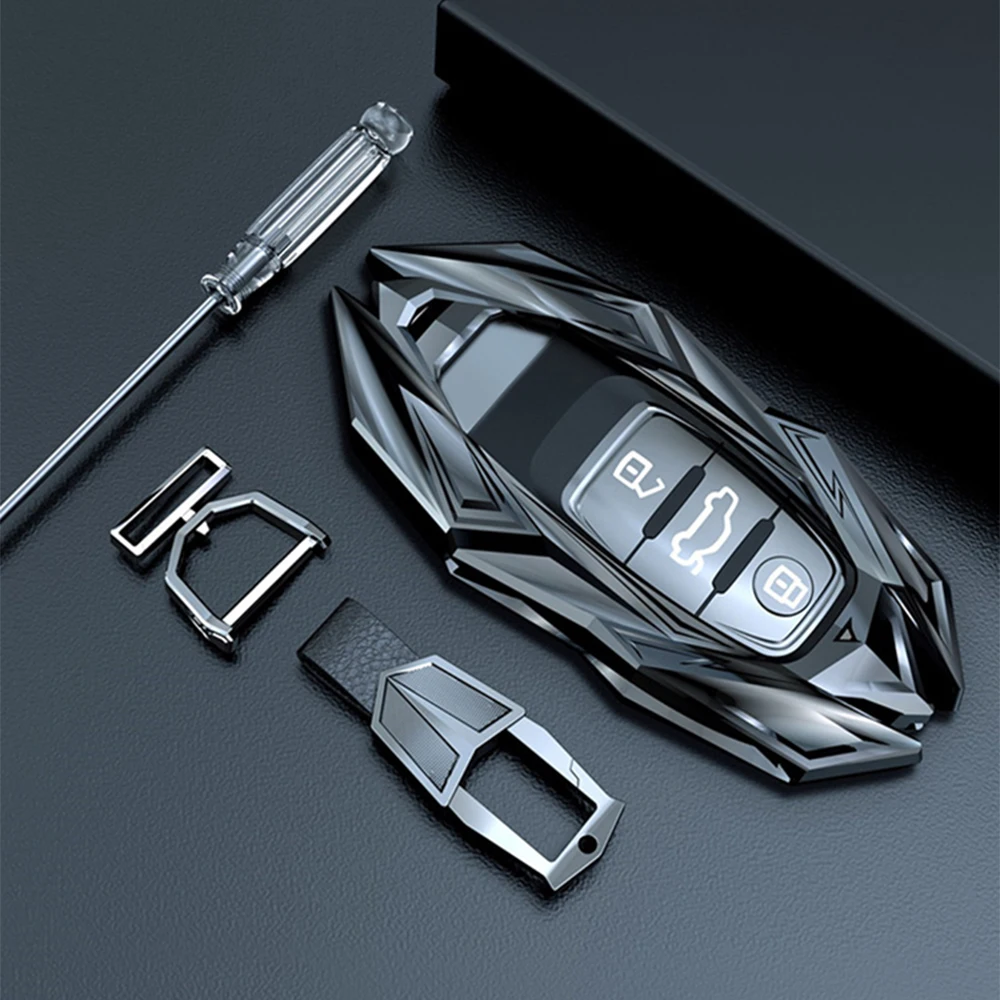 

For Audi key case for S5 A4L A6L Q5 A5 A7 A8 S7 Metal Zinc Alloy Car Smart Key Box Cover Keychain Shell Keychain