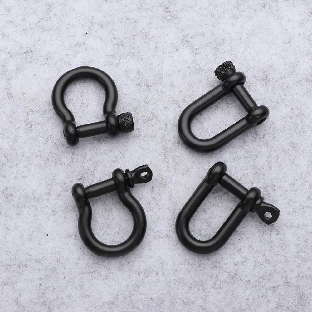 4 Styles Shackle Fob Bracelet Buckle Screw Joint Connector Solid Carabiner D Bow Staples Key Ring Keychain Hook