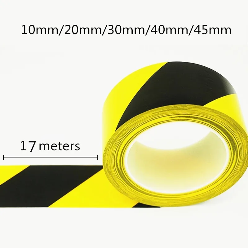 Black And Yellow Floor Tape Black Yellow Warning Tape 17 Meters Wear-Resistant Identification Tape