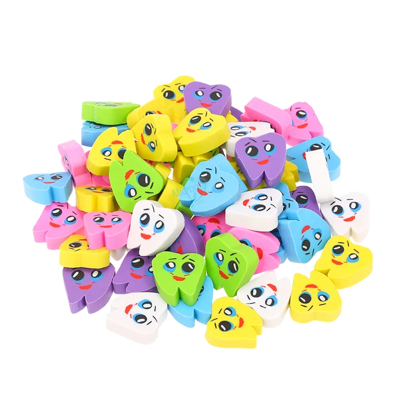 

100pcs Cute dental Lovely Rubber Eraser Teeth Shape Erasers for Kids Gift Stationery