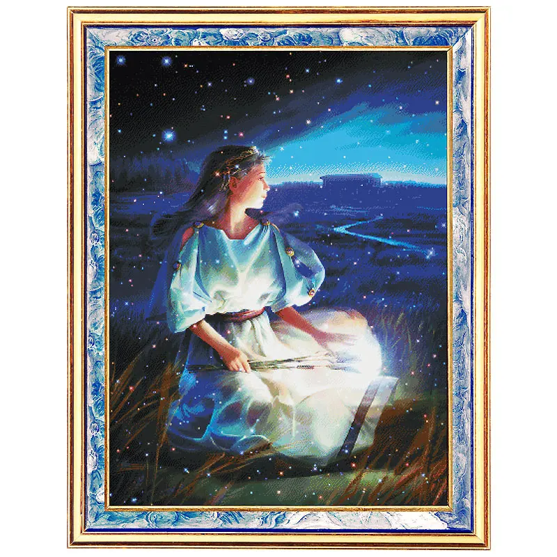 Cross Stitch Fishxx Dream Starry Sky Series 12 Constellation Oil Painting Full Embroidery Home Living Room Large Virgo Kit