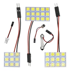 12 36 48 SMD 5050 LED Auto Dome Panel Light Car Interior Reading Lamp Roof Bulb With T10 W5W BA9S C5W Festoon 3 Adapter Base