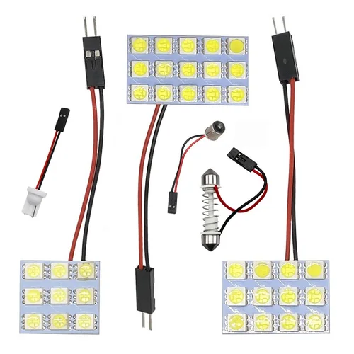 Panel de luz LED para Interior de coche, lámpara de lectura, Bombilla de techo con Base adaptadora T10 W5W BA9S C5W Festoon 3, 12, 36, 48 SMD, 5050