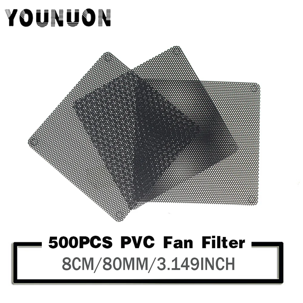 500PCS Cooling Fan Filter PVC 80X80MM PC Fan Case Dust Filter Strainer Cuttable Dustproof Mesh Fans 8cm 80mm