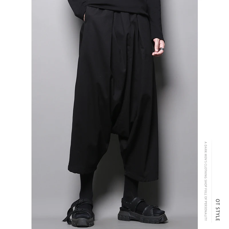 

Men's Hanging File Harlan Pants Dark Personality Fashion Design Feeling Loose Special Cutting Wide Leg Large Size Capris