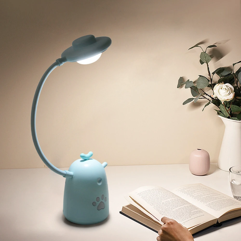 LED vertical table lamp with night light touch switch 3 modes of dimming lamprechargeable office study lamp