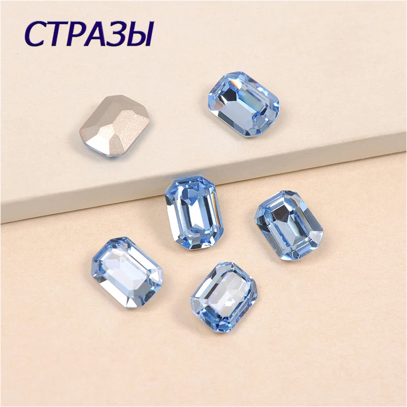 

Light Sapphire Strass glass diamond rectangle rhinestone sew on stones with claw DIY Garment Jewelry accessories