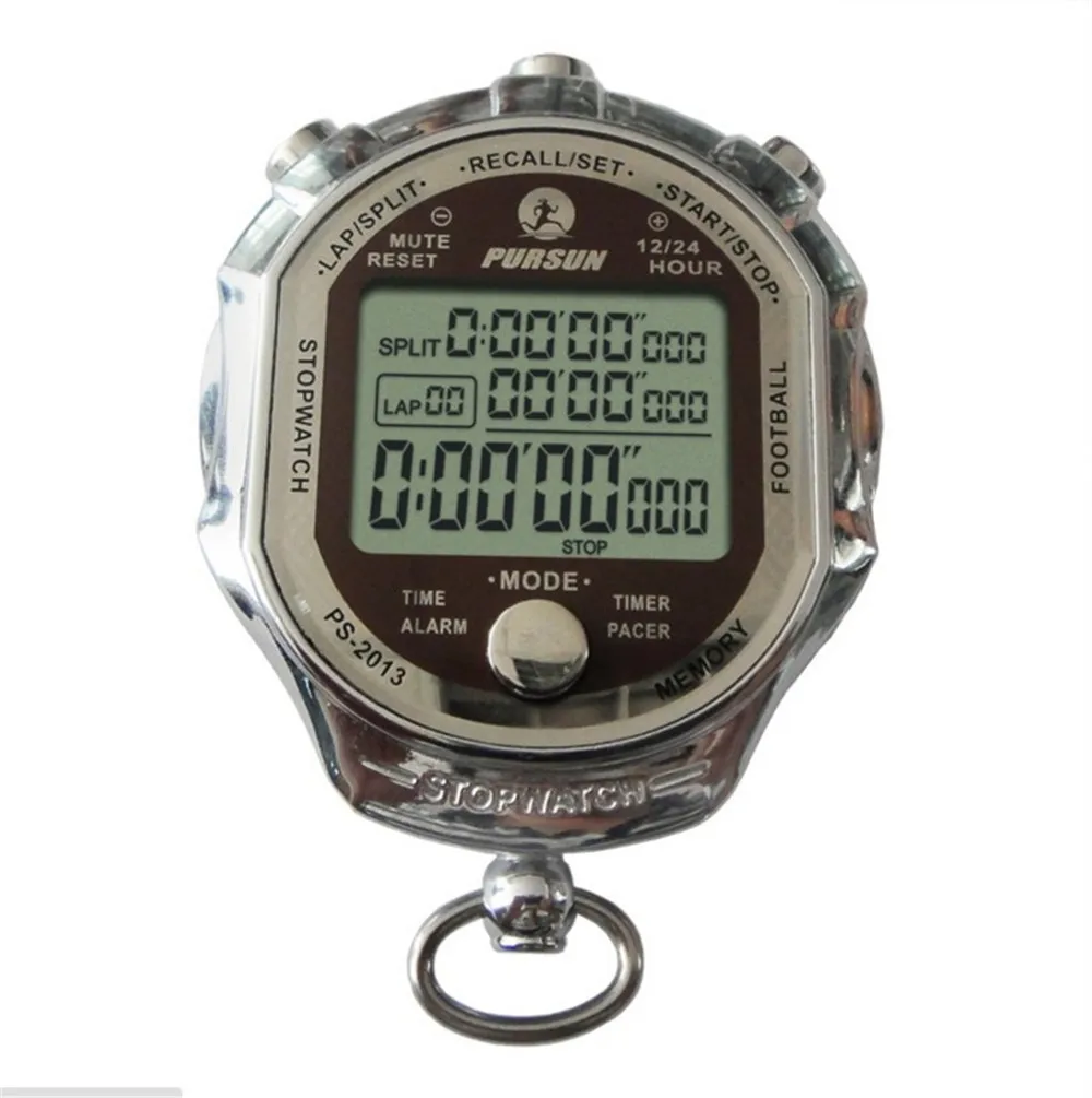 Digital Metal Stopwatch 1/1000 Second Football Sports Chronograph Counter Countdown Timer Large Display Metronome Alarm Clock