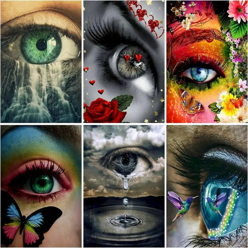 

RUOPOTY DIY Painting By Numbers For Adults With Frame 60*75 Abstract Eyes Figure Drawing Picture By Numbers Wall Painting Artwor