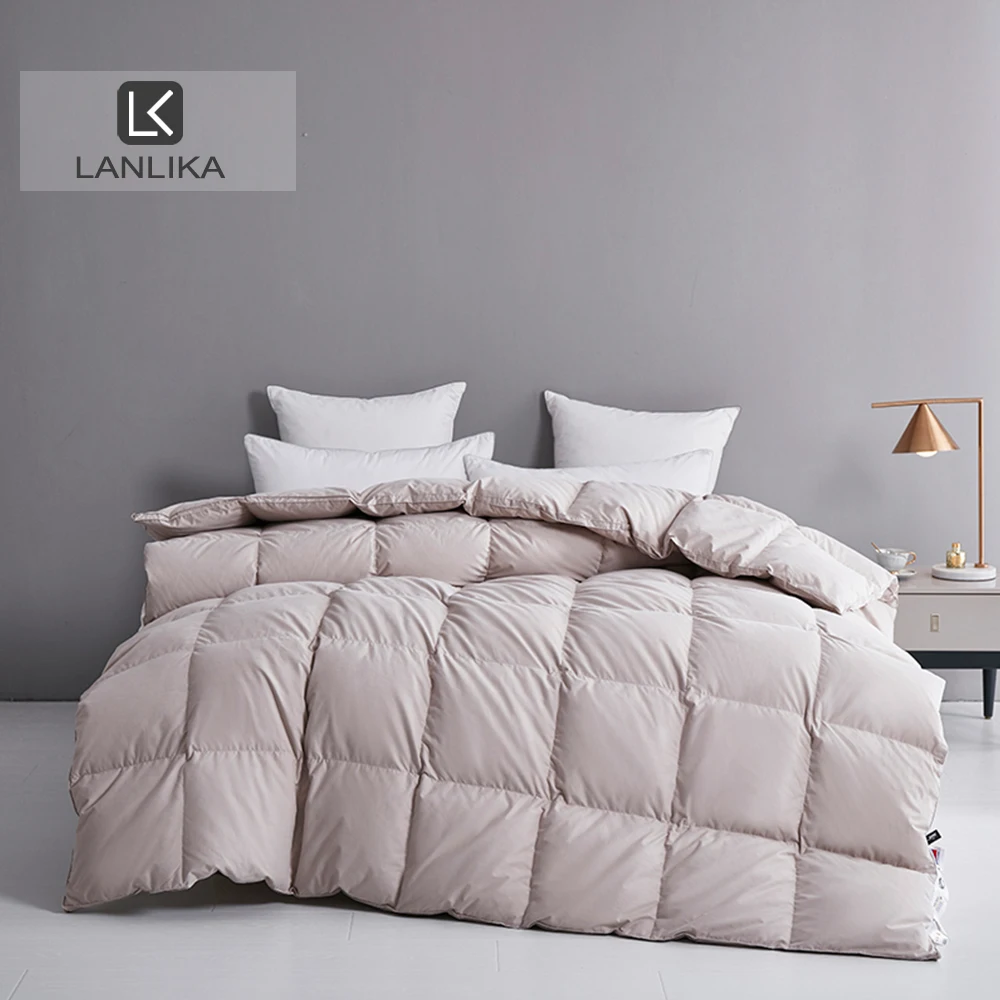 

Lanlika 100% White Goose Down Quilt Comforter For Quiilt Winter Feather Double Queen King Luxurious Hotel Collection All Season