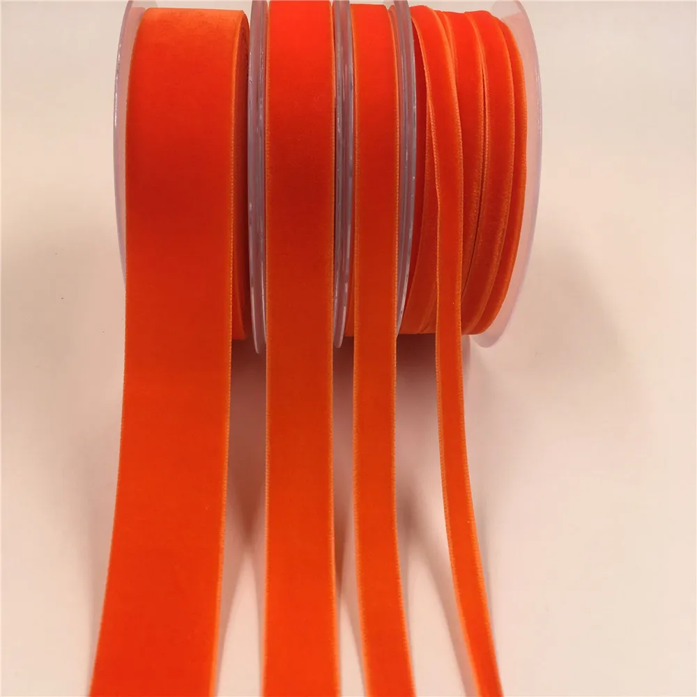 6/10/15/25mm Orange Nylon Single Face Velvet Ribbon For Handmade Gift Bouquet Wrapping Supplies Home Party Decoration Christmas