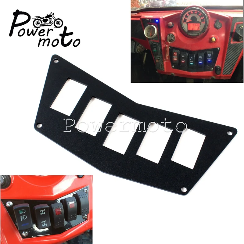 For Polaris RZR 800 RZR 900 XP RZR 570 2008-2017 5-Switch Button Dash Panel Plate UTV Dash Switch Plate Aluminum