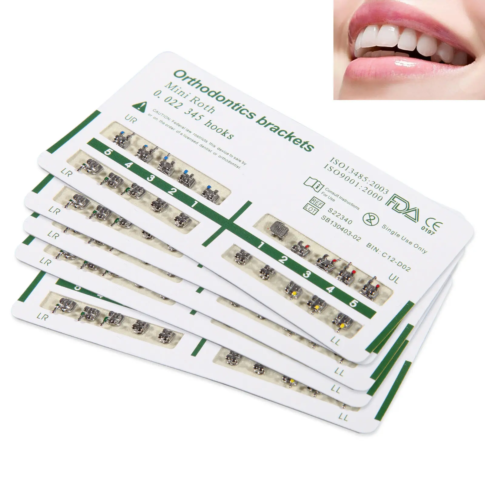 10 Packs Dental Orthodontic Metal Brackets Brace Mini Roth 022 Slot 345 hooks #8 Used For Orthodontic Dental Treatment