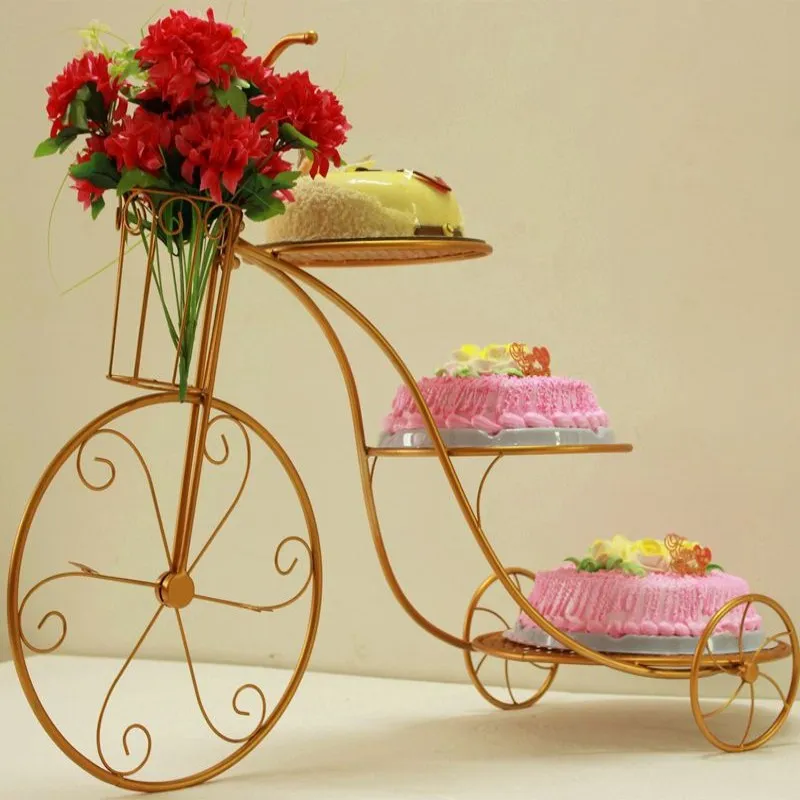 Cake decorating christmas decor iron bike cake stand set wedding birthday multi story dessert rack nordic creative cake rack