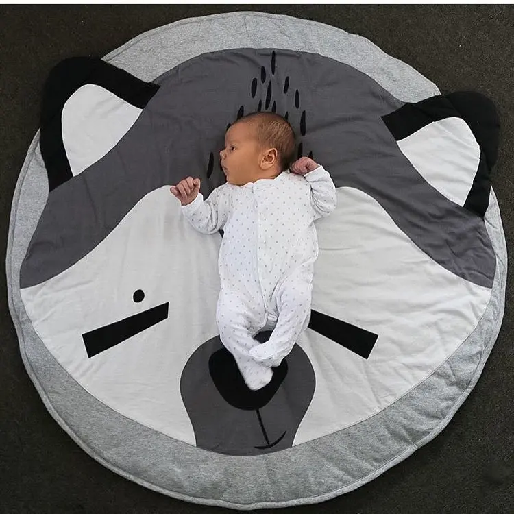 Animal Fox Play Mat Baby Newborn Infant Crawling Blanket Cotton Round Floor Carpet Rugs Kids Room Nursery Kids Room Decoration