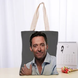 Borsa tote personalizzata Hugh Jackman Borse in tessuto di tela da donna Borse per la spesa riutilizzabili ecologiche Borsa a tracolla utile casual da spiaggia da viaggio